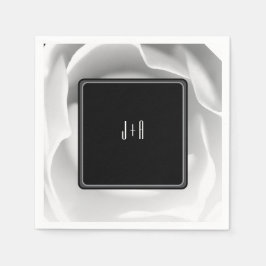 白バラ | エレガントフローラデザインオンブラック スタンダードカクテルナプキン