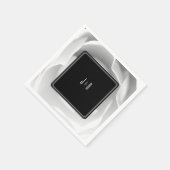 白バラ | エレガントフローラデザインオンブラック スタンダードカクテルナプキン (角)