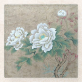 白バラ ガラスコースター (正面)