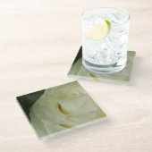 白バラ ガラスコースター (アングル)