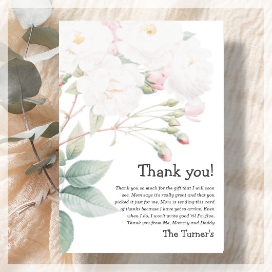 白バラ |ベビーシャワーサンキューカード サンキューカード