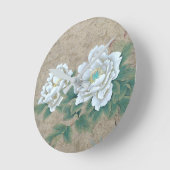 白バラ ラウンド壁時計 (傾斜)