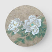 白バラ ラウンド壁時計 (正面)