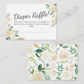 白バラ | 赤ちゃんシャワー |おむつラッフルゲーム エンクロージャーカード (正面/裏面)