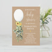 白バルーンユーカリ緑の赤ちゃんシャワー 招待状 (スタンド正面)