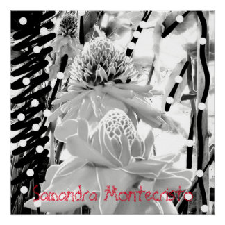 白パイナップル&ストロベリー光沢ポスター ポスター