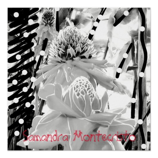 白パイナップル&ストロベリー光沢ポスター ポスター (正面)