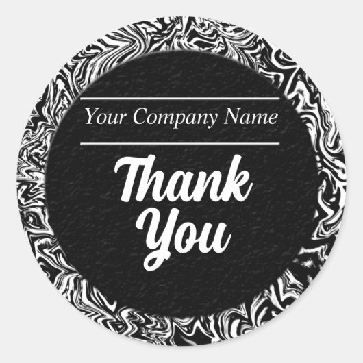 白パターン(の模様が)ある縁ど黒お礼 ラウンドシール (正面)