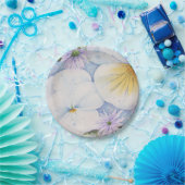 白パンジーパーティー紙プレート ペーパープレート (パーティー)