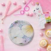 白パンジーパーティー紙プレート ペーパープレート (パーティー)