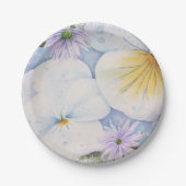 白パンジーパーティー紙プレート ペーパープレート (正面)