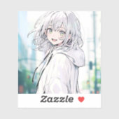 白パーカーJKシール｜寿司娘 GenerativeAI シール (シート)