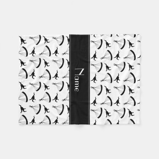 白パーソナライズされたいスカイダイビングパターンを名付ける フリースブランケット (正面(横))