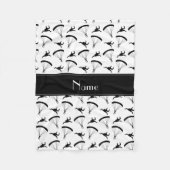 白パーソナライズされたいスカイダイビングパターンを名付ける フリースブランケット (正面)