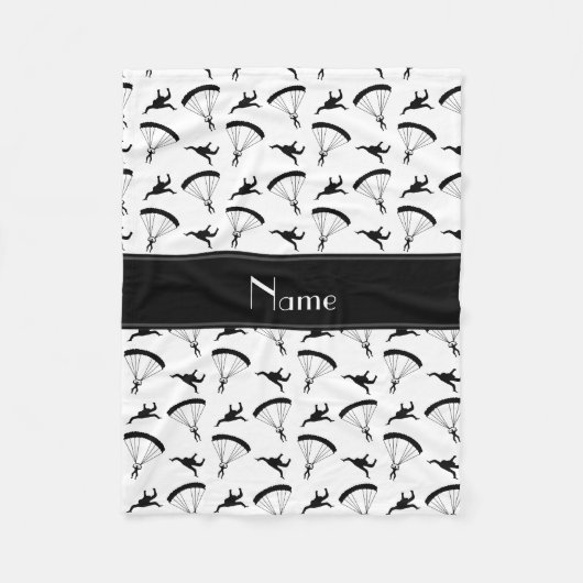 白パーソナライズされたいスカイダイビングパターンを名付ける フリースブランケット (正面)