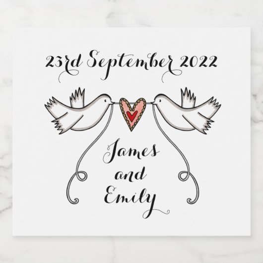 白パーソナライズされたいドームの結婚ボトルラベル スパークリングワインラベル (シングルラベル)