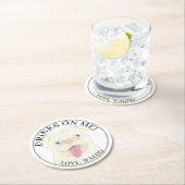 白パーソナライズされたいパグ結婚ドッグ ラウンドペーパーコースター (インサイチュ)