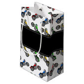 白パーソナライズされたい二輪車を呼ぶ スモールペーパーバッグ (裏面アングル)