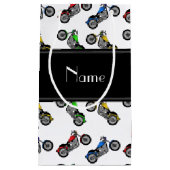 白パーソナライズされたい二輪車を呼ぶ スモールペーパーバッグ (正面)