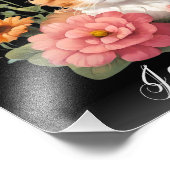 白パーソナライズされたい可愛い子猫の花黒 フォトプリント            (角)