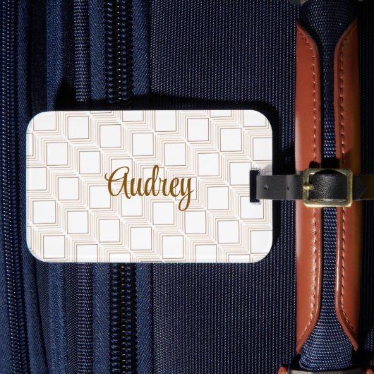 白パーソナライズされたい揺れる四角い荷札 ラゲッジタグ (正面インサイチュ4)