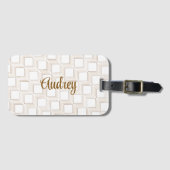 白パーソナライズされたい揺れる四角い荷札 ラゲッジタグ (正面横)
