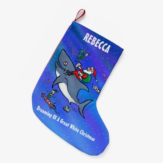 白パーソナライズされたい素晴らしクリスマス スモールクリスマスストッキング (正面 (吊り時))