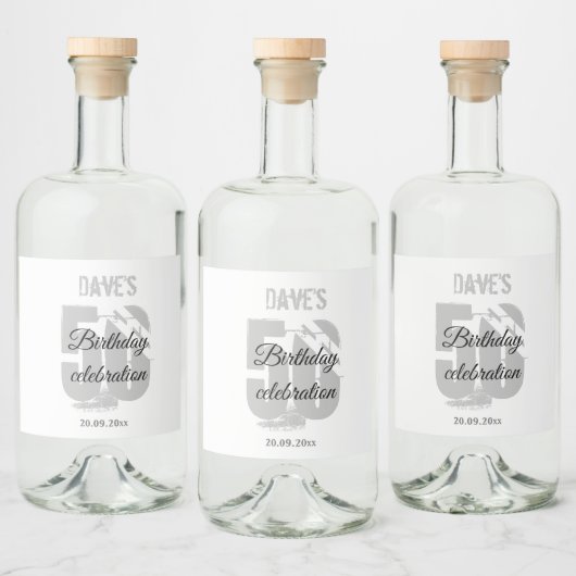白パーソナライズされたい50歳の誕生日パーティー リキュールボトルラベル (ボトル)