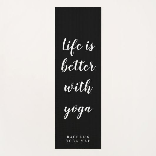 白パーソナライズされたかわいらし黒厚ヨガマット ヨガマット (正面)