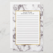 白パーソナライズされたと灰色の大理石 便箋 (正面/裏面)