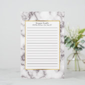 白パーソナライズされたと灰色の大理石 便箋 (スタンド正面)
