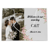 白パーソナライズされたと茶色のボヘミアン結婚ズ ラージペーパーバッグ (正面)