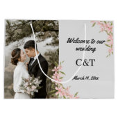 白パーソナライズされたと茶色のボヘミアン結婚ズ ラージペーパーバッグ (裏面)