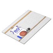 白パーソナライズされたと青のバスケットボールジャージー ノートパッド (アングル)