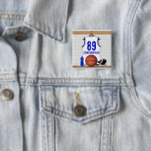 白パーソナライズされたと青のバスケットボールジャージー 缶バッジ (インサイチュ)