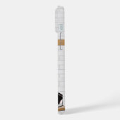 白パーソナライズされたと青のバスケットボールジャージー iPhoneケース (左側面)