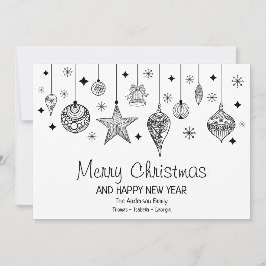 白パーソナライズされたと黒のクリスマスバウブル (正面)