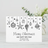 白パーソナライズされたと黒のクリスマスバウブル (スタンド正面)