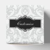 白パーソナライズされたと黒のダマスクハートボックス フェイバーボックス (上部)