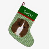 白パーソナライズされたと黒のモルモット ラージクリスマスストッキング (正面 (吊り時))