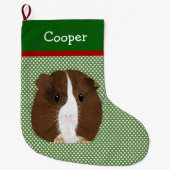 白パーソナライズされたと黒のモルモット ラージクリスマスストッキング (正面)