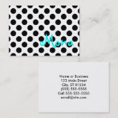 白パーソナライズされたと黒の水玉模様 名刺 (正面/裏面)