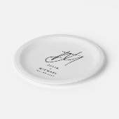 白パーソナライズされたと黒の結婚紙プレート ペーパープレート (アングル)