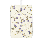 白パーソナライズされたにラベンダーの花 カーエアーフレッシュナー (裏面)