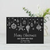 白パーソナライズされたのクリスマスバウブル付き黒 (スタンド正面)