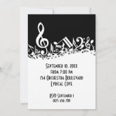 白パーソナライズされたのゴロゴロ音符 招待状 (裏面)