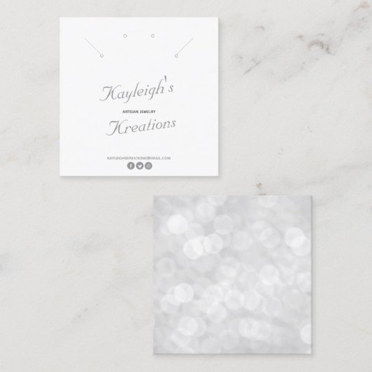 白パーソナライズされたのネックレスイヤリングディスプレイ スクエア名刺 (正面/裏面)