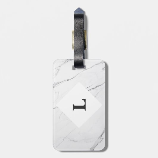 白パーソナライズされたの大理石の荷物タグ ラゲッジタグ (裏面縦)