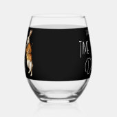 白パーソナライズされたウサギの時間を飲む ステムなしワイングラス (左)