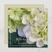 白パーソナライズされたエレガントアジサイ サンキューカード (正面/裏面)